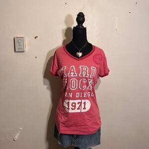 Hard Rock “Let’s play”  Cafe San Diego pink v-neck t-shirt Size L